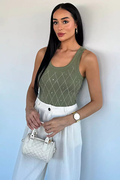 TOZLU Front-Stoned Camisole Blouse