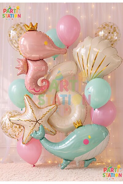 Parti Station Mermaid Concept Balloon Set 6 Years Old - 15 Piece Extra Large ...