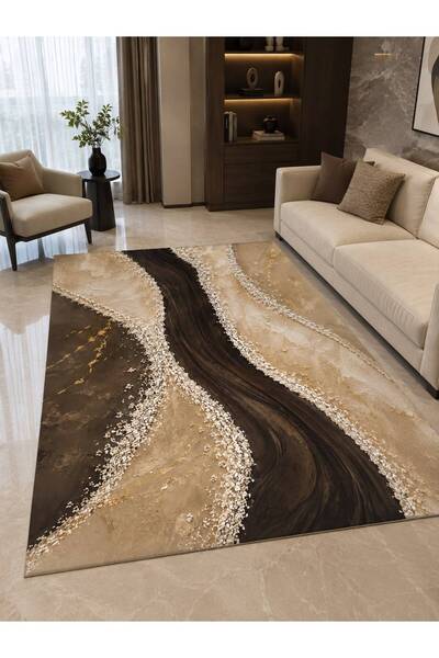 YTR HOME Dijital Baskı Yıkanabilir Kaymaz Taban Dekoratif Salon Mutfak Halısı...