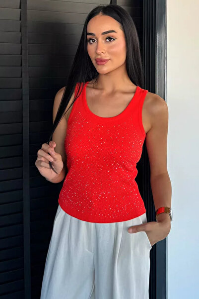 TOZLU Front-Stoned Camisole Blouse