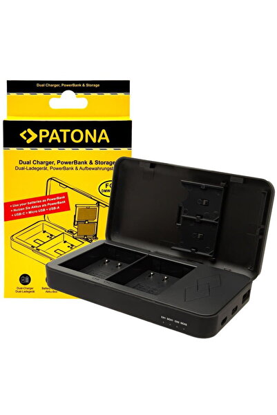 Patona DMW-BLK22 Διπλός Φορτιστής με λειτουργία Power Bank και χώρο για 2 κάρ...