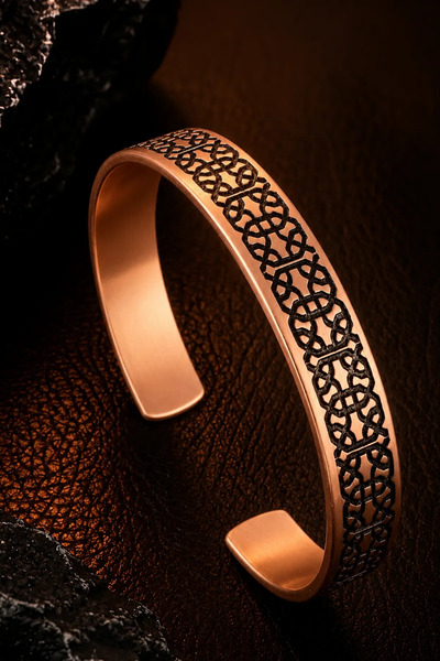 OSMANLI GÜMÜŞ Women's Copper Bracelet Celtic Knot Model Handcrafted Adjustabl...