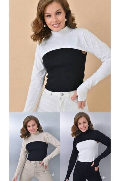 ALDAIYR 3-Piece Fingered Hijab Neck Collar |   Yakali Long Sleeve Sleeved Bod...