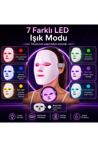 Hil Tech Eminönü Toptan Elektronik Işıklı Cilt Bakım Maskesi 7 Renk LED Işık ...