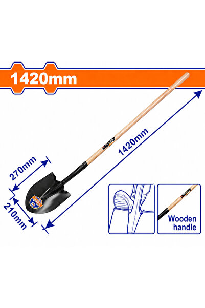 WADFOW Steel shovel with wooden handle Length:1420mm