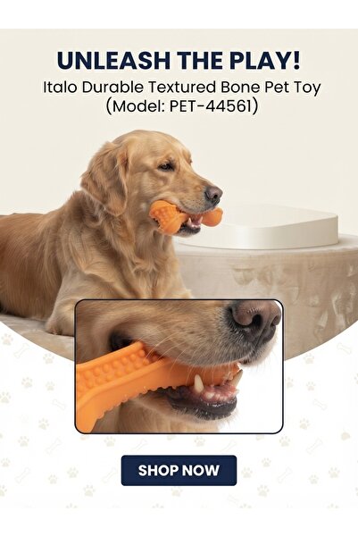 matt Italo Durable Rubber Bone Chew Toy – Textured Dental Enrichment Toy for ...