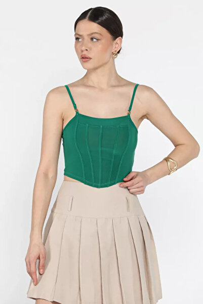 TOZLU Women's Adjustable Strap Lycra Crop Top Blouse