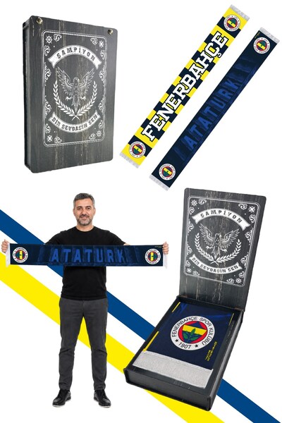 Fenerbahçe Unisex Ataturk Shawl with Laser Box Gift