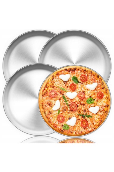 bedee Set de 4 tăvi pentru copt pizza, ideale, 30 cm