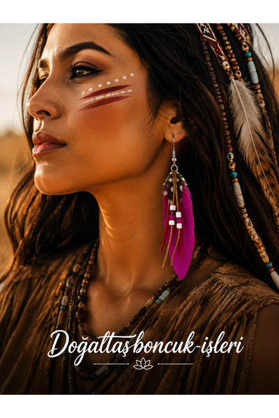 doğaltaşboncukişleri Feather Earrings