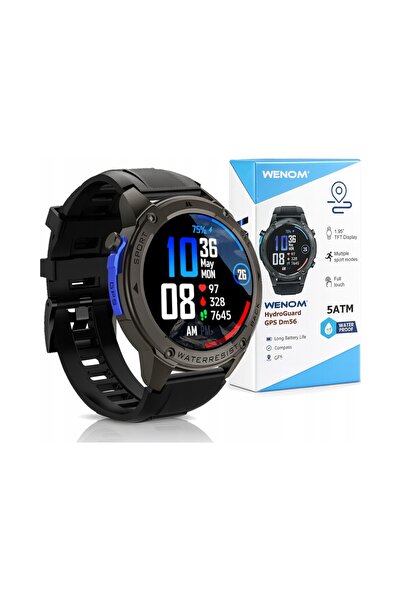 WENOM Smartwatch Hydro Guard GPS Dm56 Impermeabil Localizare GPS negru
