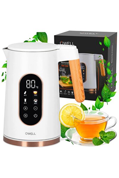owell Fierbător electric din sticlă cu control al temperaturii, LED alb, 1,7L...