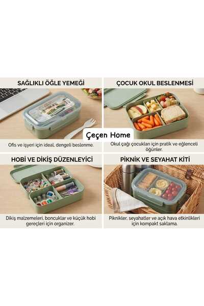 ÇEÇEN HOME İki Katlı Bento Beslenme Kutusu - Sızdırmaz Bölmeli Öğle Yemeği, O...