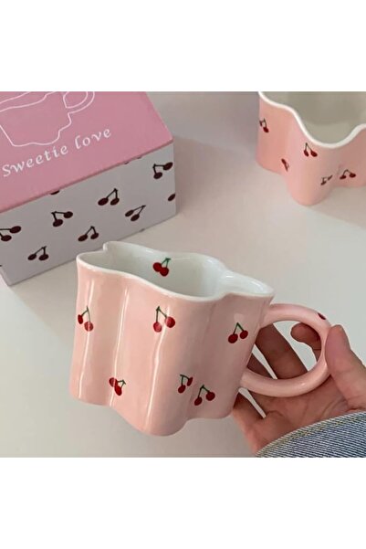 PYEBE كوب قهوة سيراميك من بايبي، اكواب قهوة سيراميك مع مقبض، كوب زهور مبتكر ل...