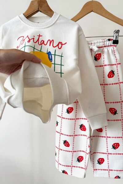 NOBLEKIDS Girl's Fruit-Themed Sweatshirt and Sweatpants Set