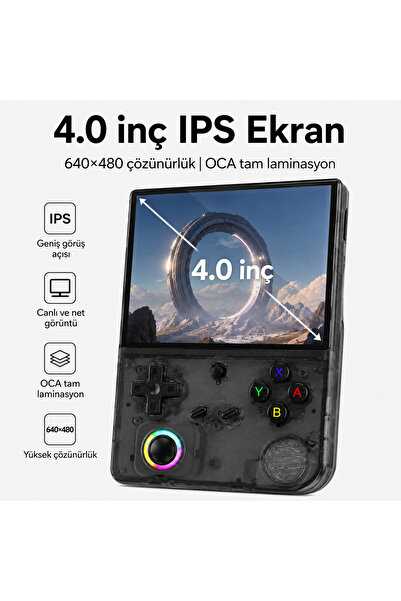 ANBERNIC RG 40XXV Taşınabilir El Oyun Konsolu, 4.0 inç IPS Ekran, Retro Game ...