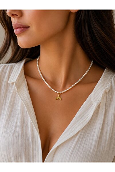 Histakı Women's Fish Tail Pointed Pearl Necklace