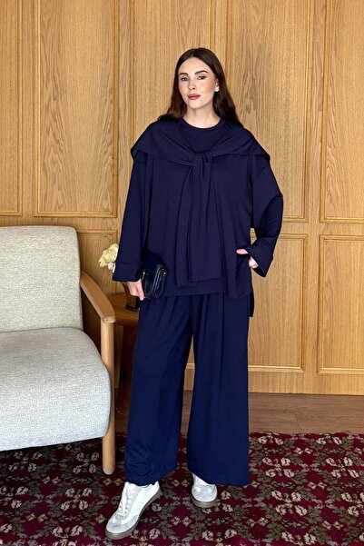 Ceylan Otantik Set de pantaloni cu șireturi albastru bleumarin