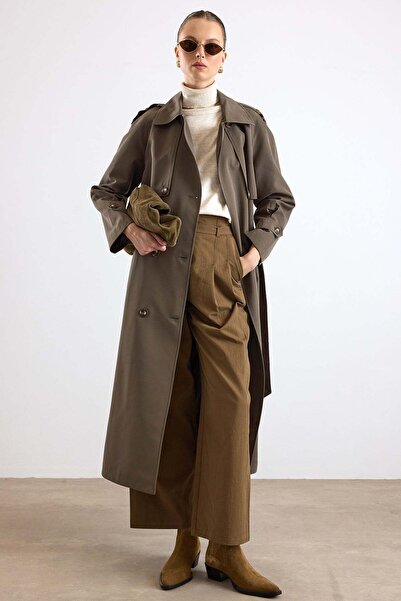 Olcay Raglan Sleeves with Cape and Epaulette Detail Water-Repellent Trench Co...