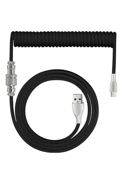 GENERAL [مُحسّن] كابل USB C ملفوف مخصص للوحة مفاتيح الألعاب، كابل لوحة مفاتيح...