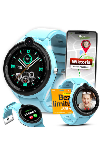 JG Smart Smartwatch pentru copii, Meniu PL, LTE, cu GPS, Cameră 4G, Apel vide...