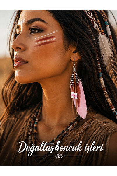 doğaltaşboncukişleri Feather Earrings