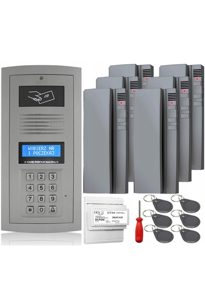 Elfon Domofon în kit OP-255R-P Montaj la suprafață Furtka 6x Unifon Gri Breloc