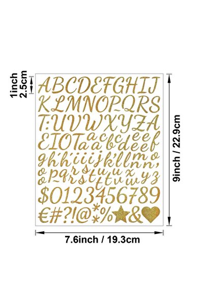 Kayra Large Size Handwritten Glittery Letter Sticker Set 2.5 cm Calligraphy A...