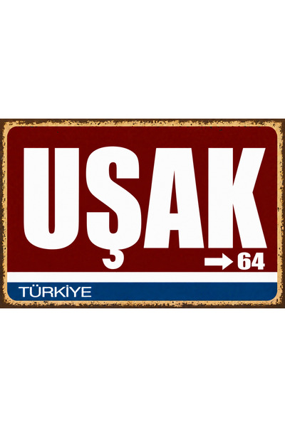 Lucena Uşak 64 Metalni zidni znak Retro Vintage Dekorativna gradsko ploča