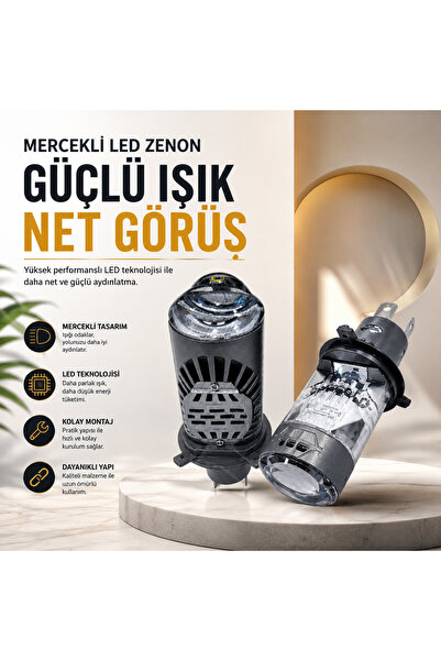FORTİCO H4 mercekli 50W 20000 Lümen LED Xenon Projektör Lens Far Ampulü – Güçlü Beyaz Işık luxmax