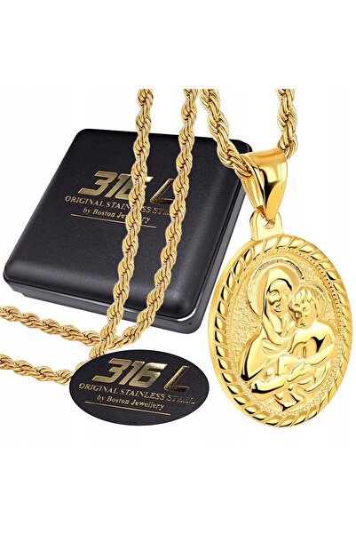 Boston Jewellery Lanț de aur + Medalie cu Maica Domnului și Pruncul Isus din ...