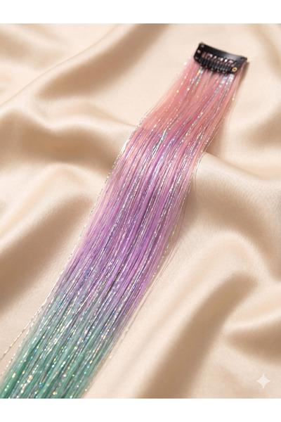 Lama Store Çıt Çıtlı Simli Saç Aksesurı/ Saç Işıltısı Yan Postiş Hair Tinsel ...
