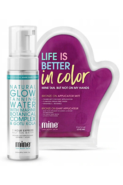 MINETAN Spumă de bronzare graduală Glow + Mănușă