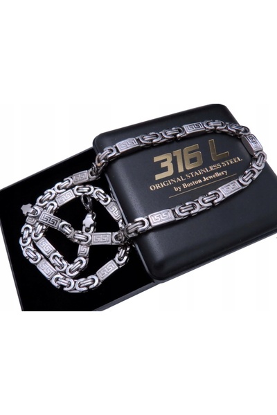 Boston Jewellery Colier cu lanț argintiu din oțel 316L, 6mm