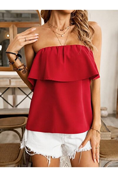Modayakamoz Women's Off-The-Shoulder Elastic Ruffled Dubai Blouse