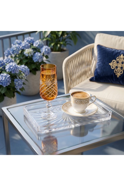 AKDEN STORE Kristal Renkli Kahve Yanı Su Bardağı - Şampanya Bardağı 180CC