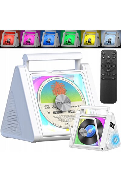 bedee CD Player portabil, difuzor RGB, Bluetooth, radio FM, difuzoare + telec...