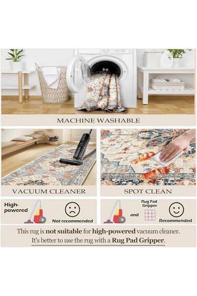 LBMT Washable Area Rug, 160x230cm Non-Slip Machine Washable Rugs, Foldable Low Pile Rugs, Stain Resistant