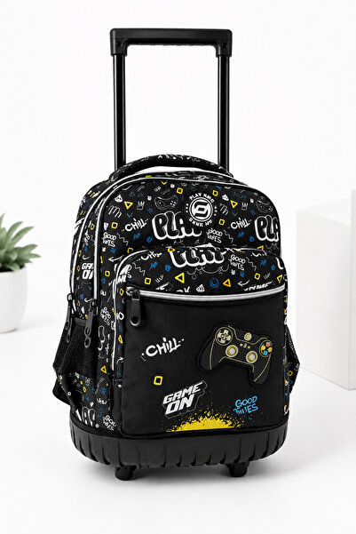 AUTO EMPIRE 3D Gaming Troller School Backpack for Boys, Black-Green, Telescop...