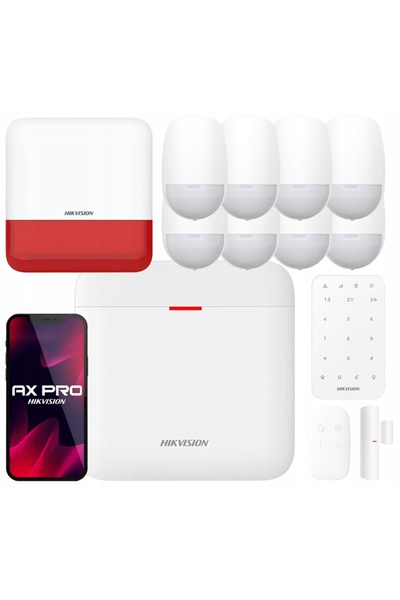 Hikvision Kit de alarmă WiFi AX Pro 8x Senzor PIR Sirenă de exterior + Tastatură