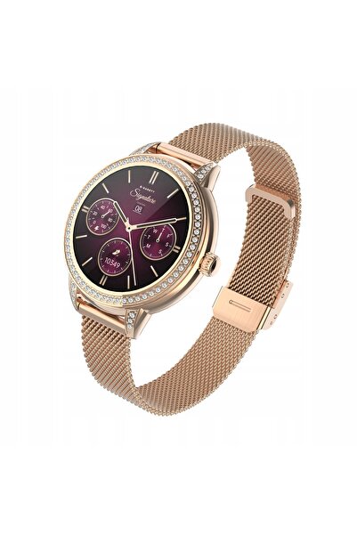 GARETT Smartwatch Stella auriu roz cu brățară tip plasă AMOLED 1,1 " IP68 Blu...
