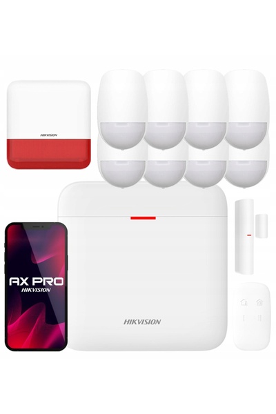 Hikvision Kit de alarmă WiFi AX Pro 8x Senzor PIR Sirenă Externă Aplicație