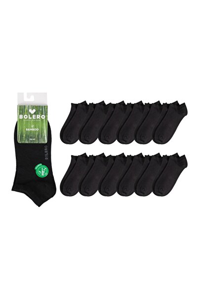 Bolero Women's Seamless 12-Piece Bamboo Booties Socks Black