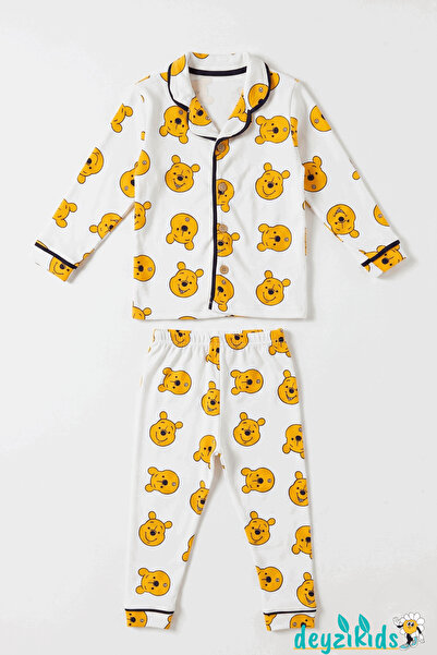 Deyzikids Winne Pooh Ayıcıklı Önden Düğmeli Bebek ve Çocuk Pijama Takımı 9-12...