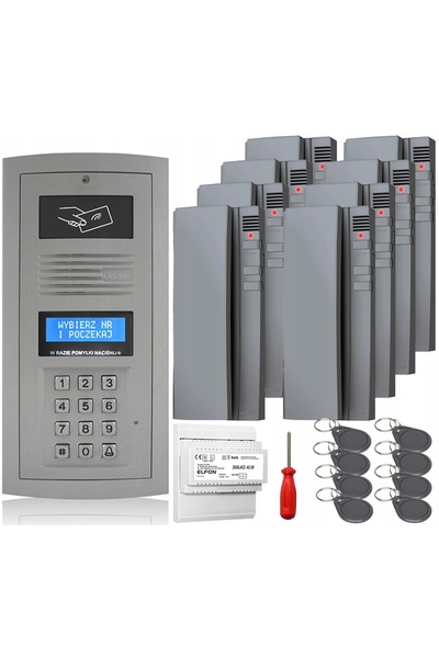 Elfon Domofon în kit OP-255R-P Montaj la suprafață Furtka 8x Unifon Gri Breloc