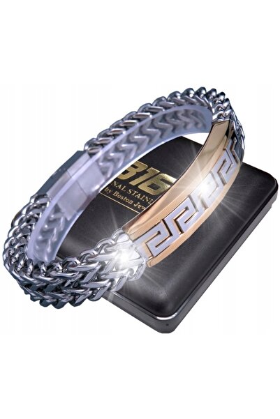 Boston Jewellery Brățară elegantă din argint pentru bărbați, cu model împleti...