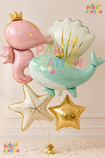 Parti Station Mermaid Themed Balloon Set - 5 Pieces Extra Large Size Retro Ba...