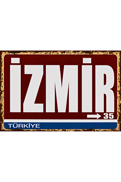 Lucena İzmir 35 Metal Duvar Tabelası Retro Vintage Dekoratif Şehir Plakası