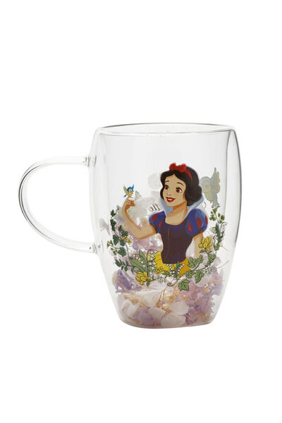 Widdop & Co Cană de sticlă decorativă florală Disney Albă ca Zăpada