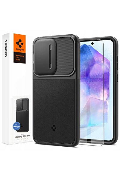 Spigen Husă Galaxy A55 5G, Optik Armor, cu protecție pentru lentile + Sticlă